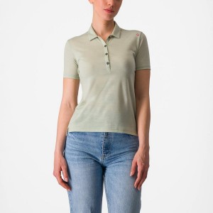 Green Rawlings MERINO W POLO Women Casual | 4239ZCLBO