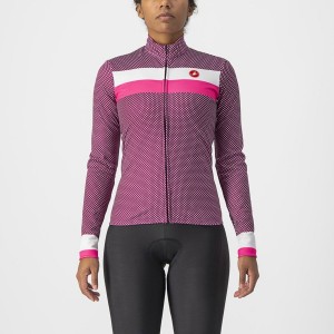 White / Pink Rawlings VOLARE LS Women Jersey | 3721LEQKU