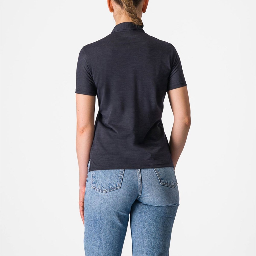 Black Rawlings MERINO W POLO Women Casual | 6281YOFLZ