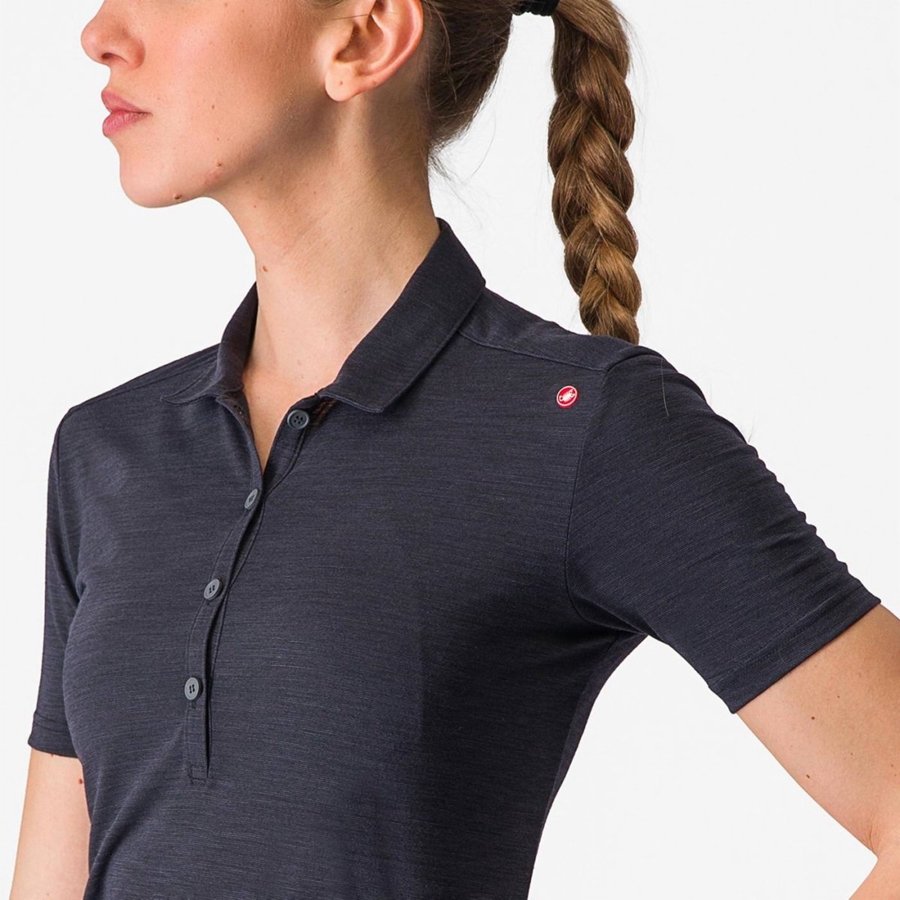 Black Rawlings MERINO W POLO Women Casual | 6281YOFLZ