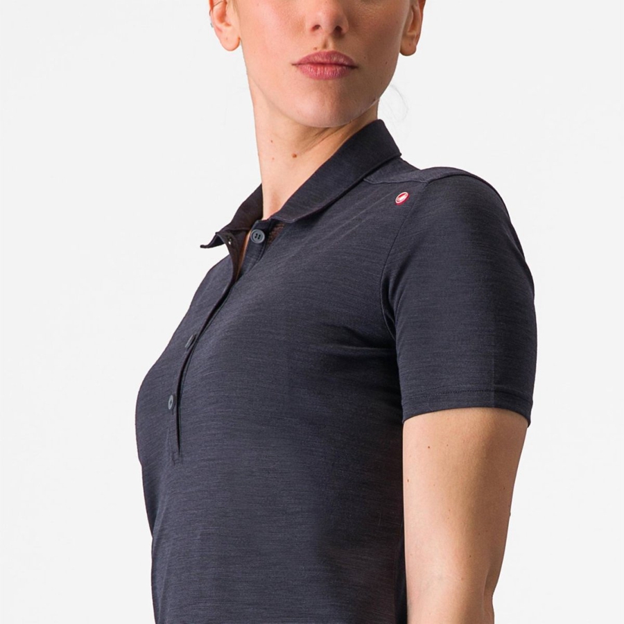 Black Rawlings MERINO W POLO Women Casual | 6281YOFLZ