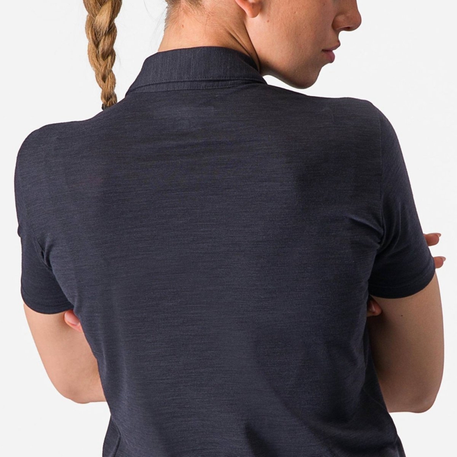 Black Rawlings MERINO W POLO Women Casual | 6281YOFLZ