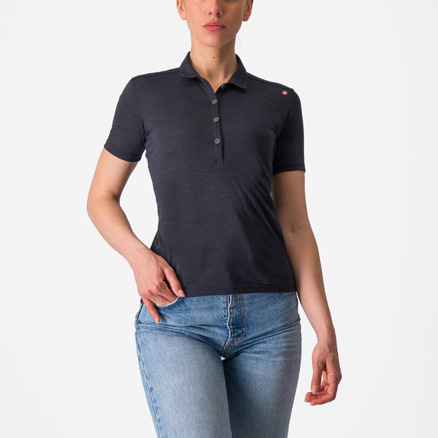 Black Rawlings MERINO W POLO Women Casual | 6281YOFLZ