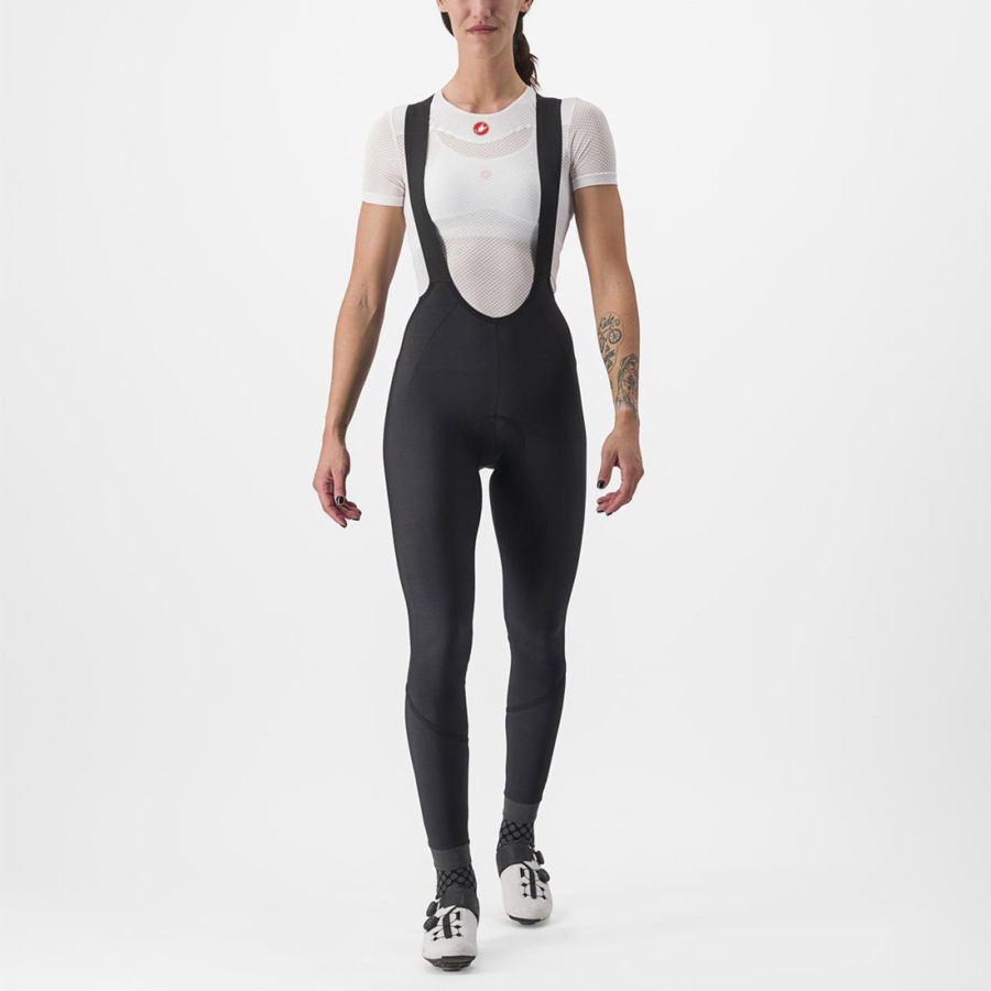 Black / Black Rawlings VELOCISSIMA DT Women Bib Tights | 7531LQHIJ