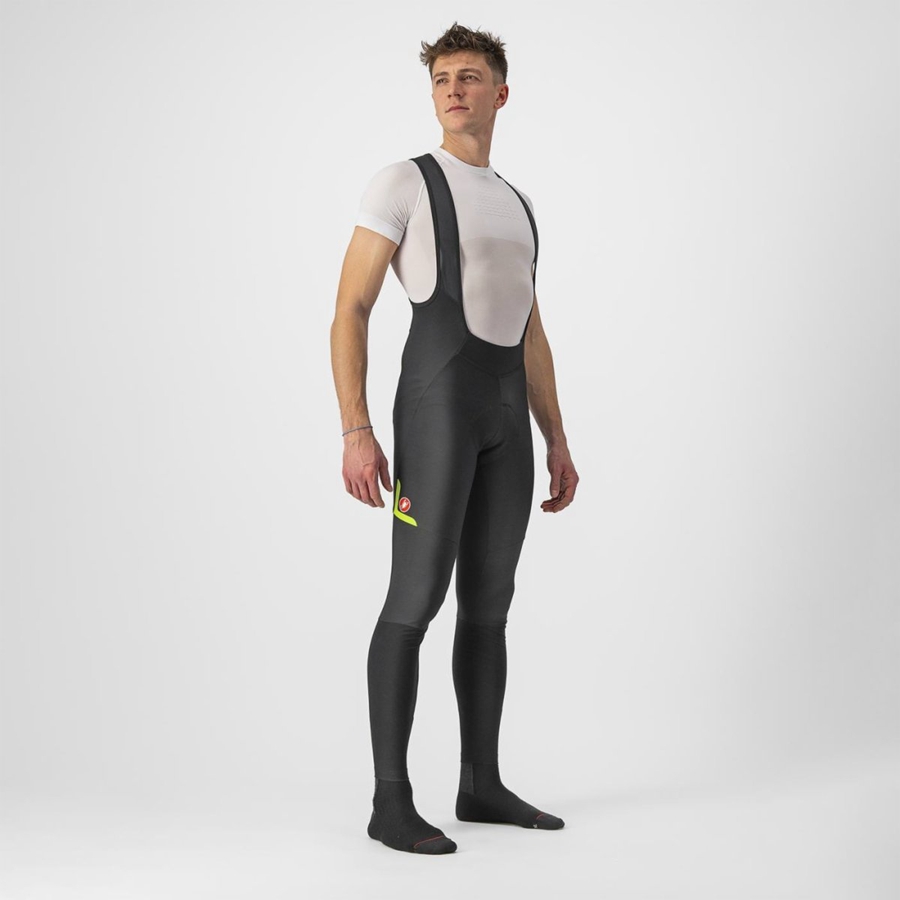 Black / Light Green Rawlings VELOCISSIMO 5 Men Bib Tights | 4937NRXJT