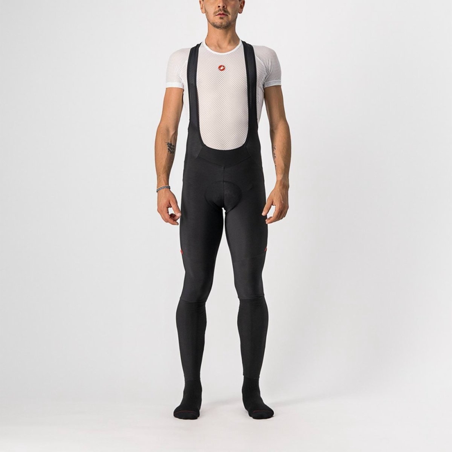 Black / Red Rawlings VELOCISSIMO 5 Men Bib Tights | 4521TZYUX