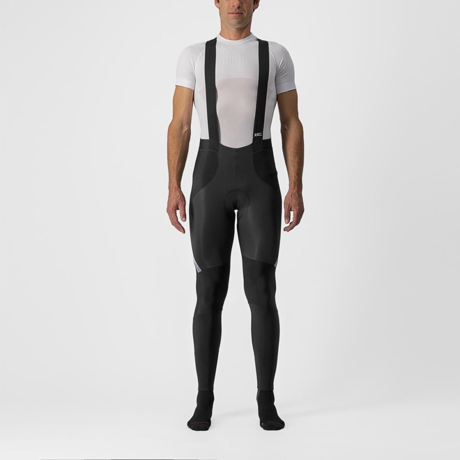 Black / Silver Rawlings SORPASSO RoS Men Bib Tights | 0759JPBTO