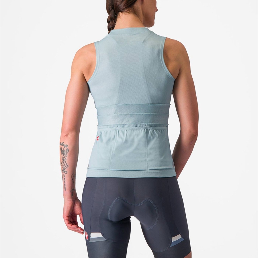 Blue / Dark Grey Blue Rawlings ANIMA 4 SLEEVELESS Women Jersey | 4926BOLSN