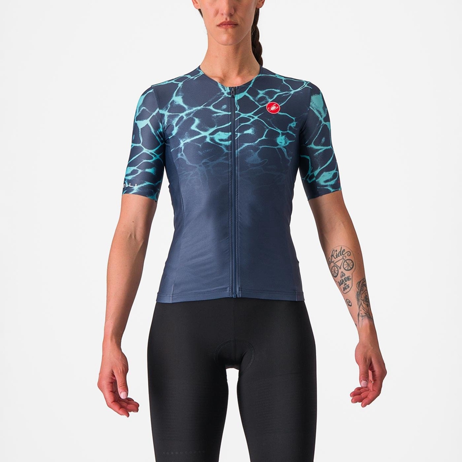 Blue / Light Turquoise Rawlings FREE SPEED 2 W RACE TOP Women Suits | 5089XZJGN