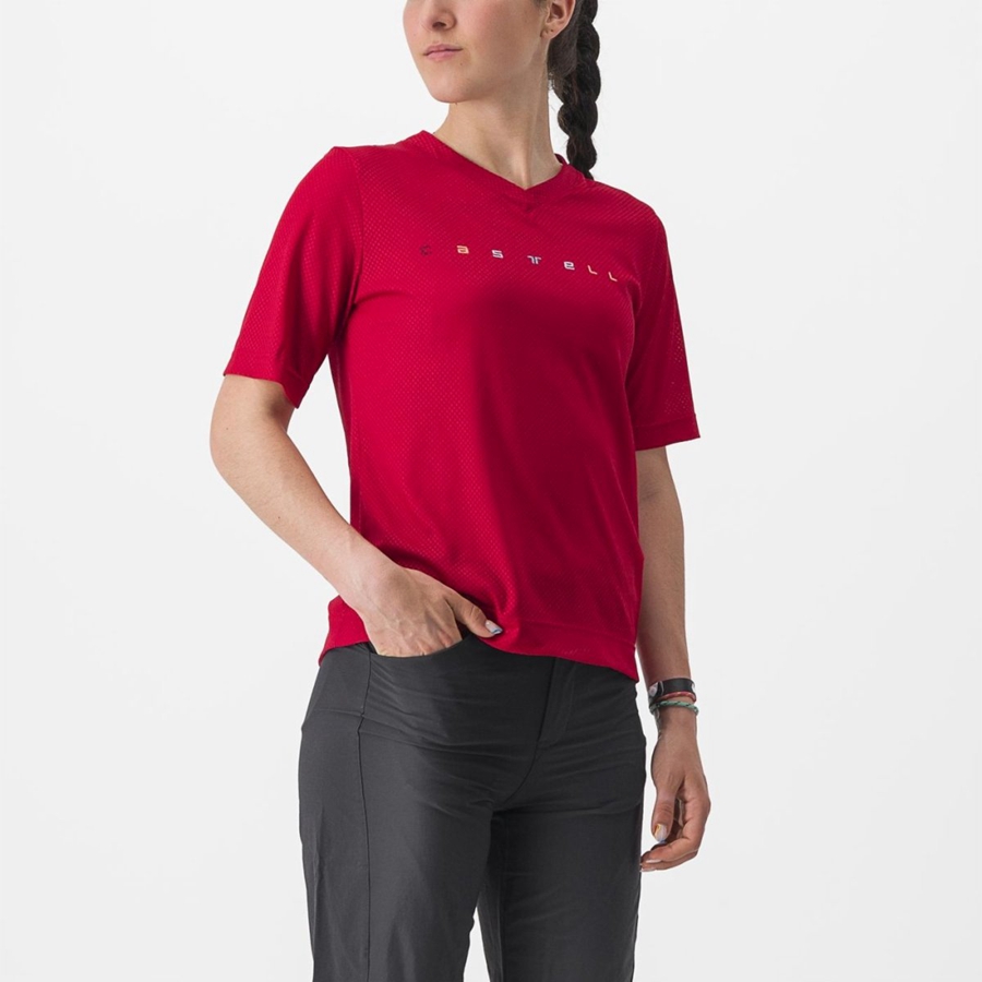 Dark Red Rawlings TRAIL TECH 2 W TEE Women Jersey | 6901JGUMF