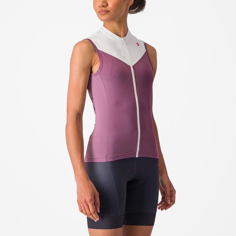 Deep Purple / White Rawlings SOLARIS SLEEVELESS Women Jersey | 1354PDVNH