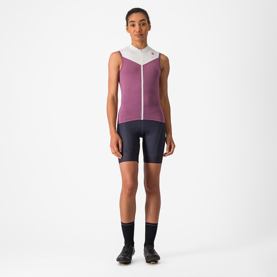 Deep Purple / White Rawlings SOLARIS SLEEVELESS Women Jersey | 1354PDVNH