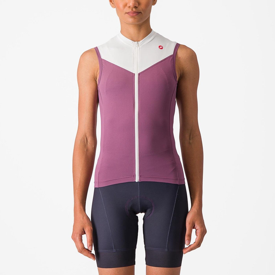 Deep Purple / White Rawlings SOLARIS SLEEVELESS Women Jersey | 1354PDVNH