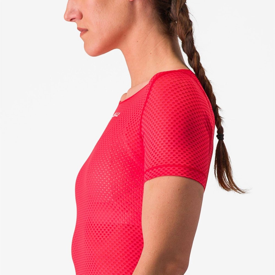 Red Rawlings PRO MESH W SHORT SLEEVE Women Base Layer | 8096ZPVGQ