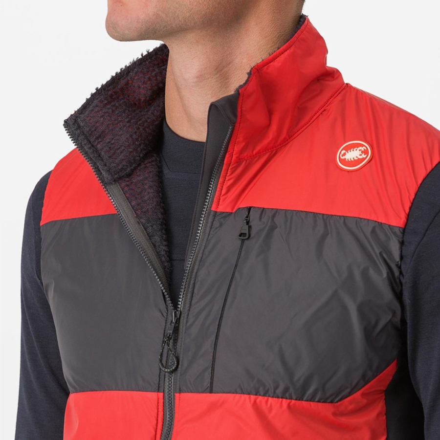 Red / Dark Grey Rawlings UNLIMITED PUFFY Men Vest | 8017QUKXH