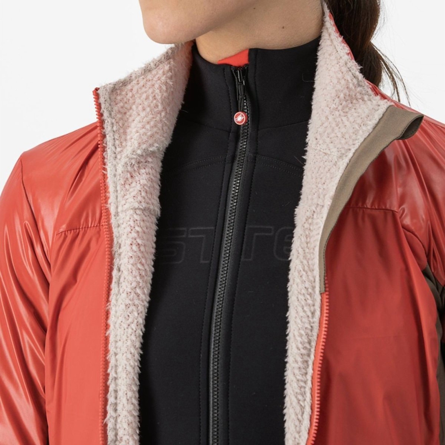 Red / Silver Grey Rawlings UNLIMITED 2 W PUFFY Women Jackets | 6871AHPVO