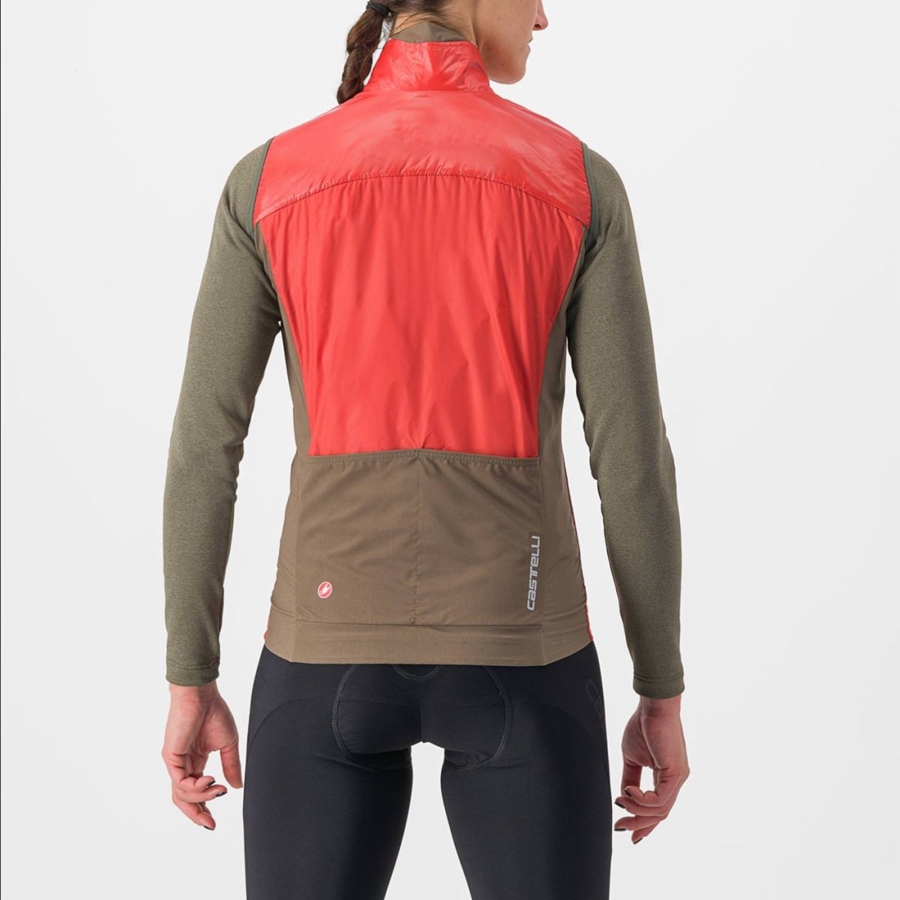 Red / Silver Grey Rawlings UNLIMITED W PUFFY Women Vest | 3061YKEWB