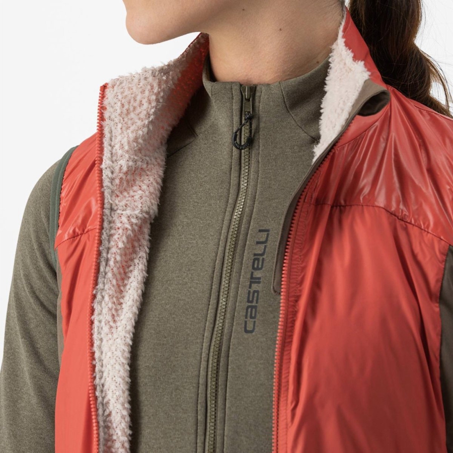 Red / Silver Grey Rawlings UNLIMITED W PUFFY Women Vest | 3061YKEWB