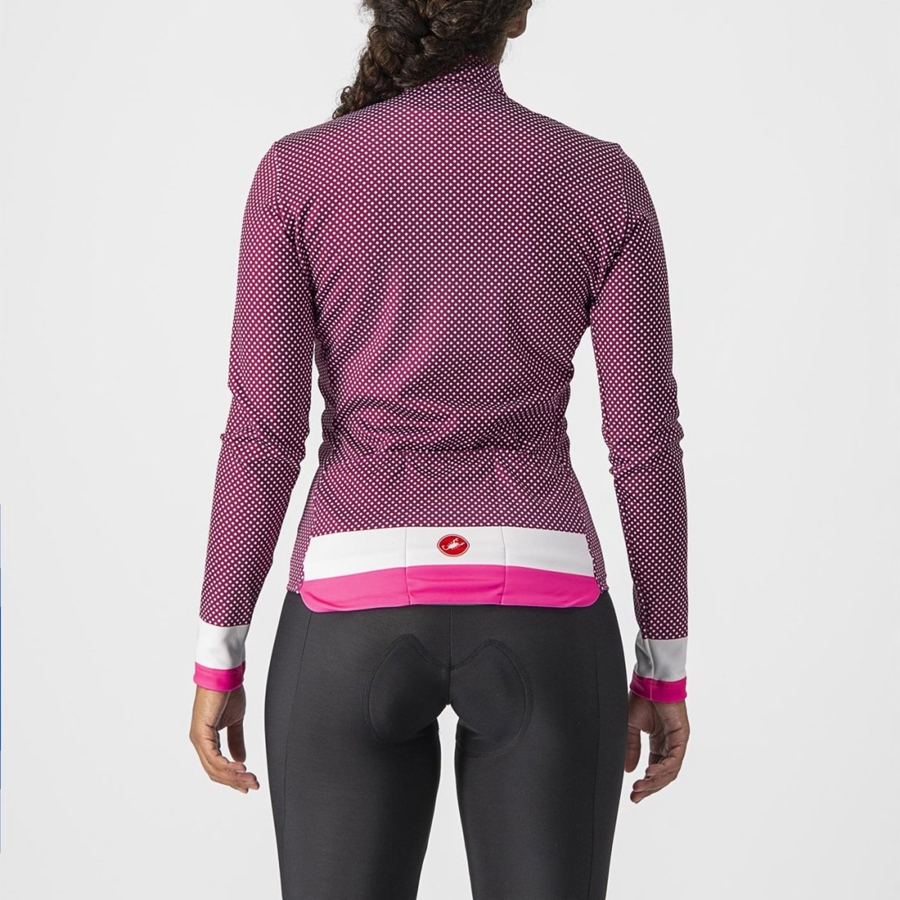 White / Pink Rawlings VOLARE LS Women Jersey | 3721LEQKU